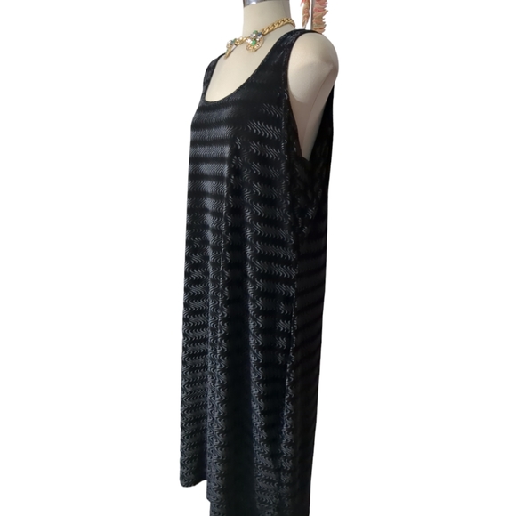 Black textured Suede sleeveless midi dress Size 16 - Picture 6 of 6